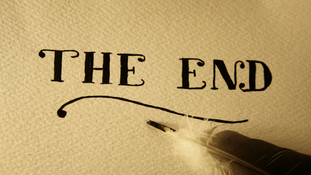 the endの文字とペン