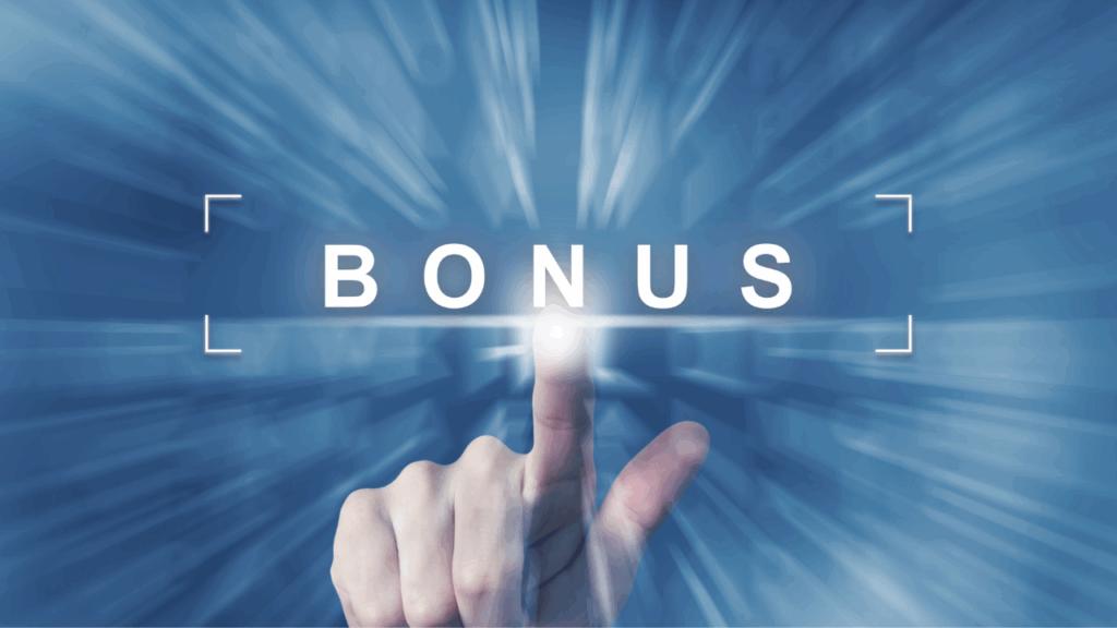 bonusの文字を指差してる人