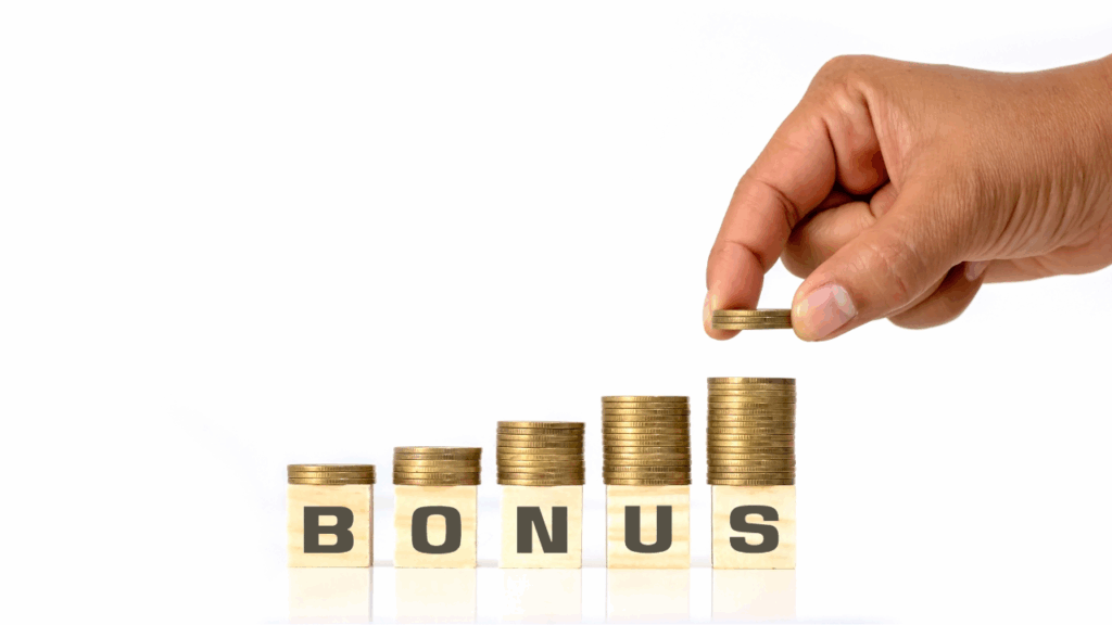 bonusと書かれたブロックの上の金貨